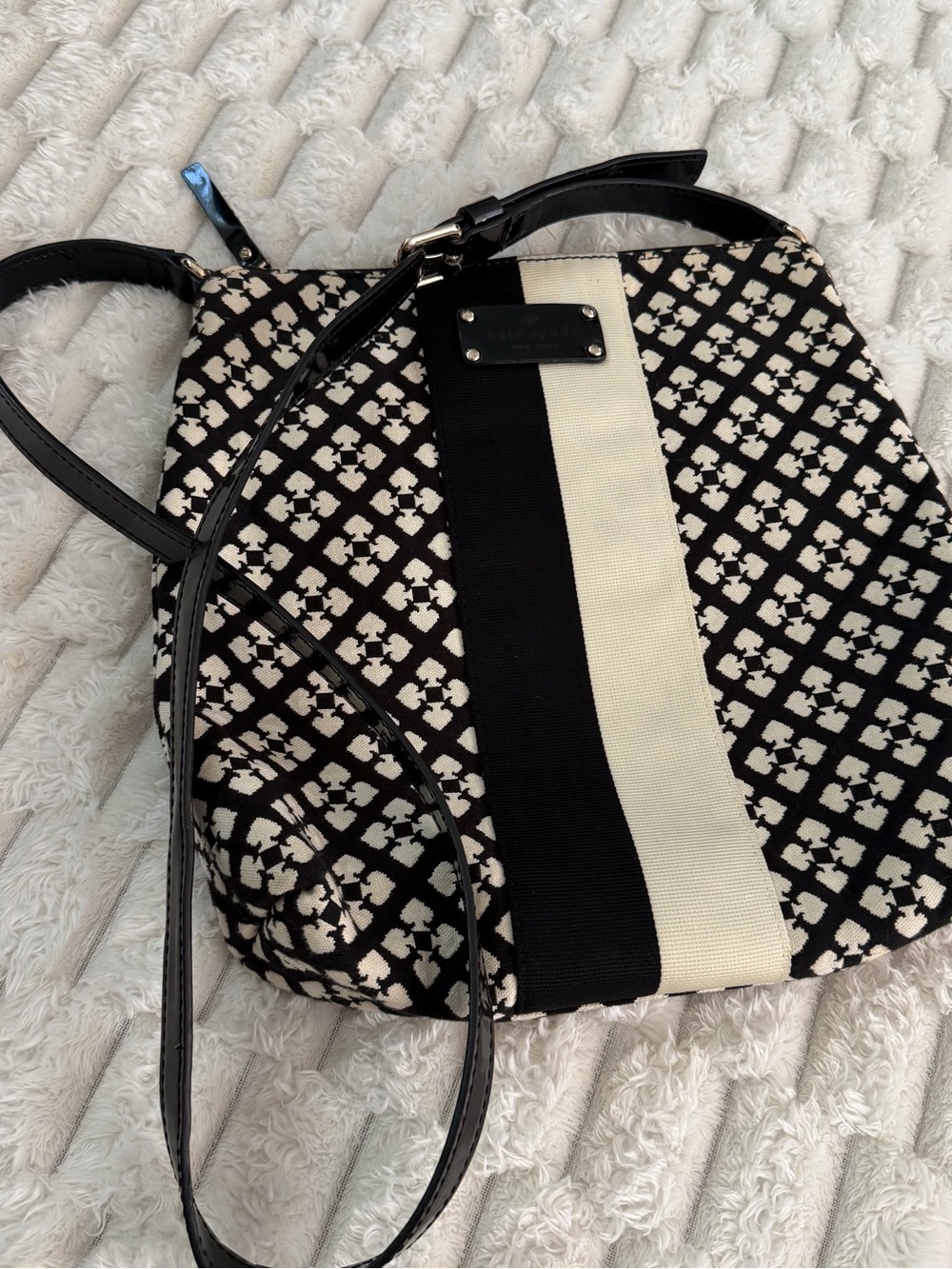 kate spade Black & Cream Patterned Shoulder Bag